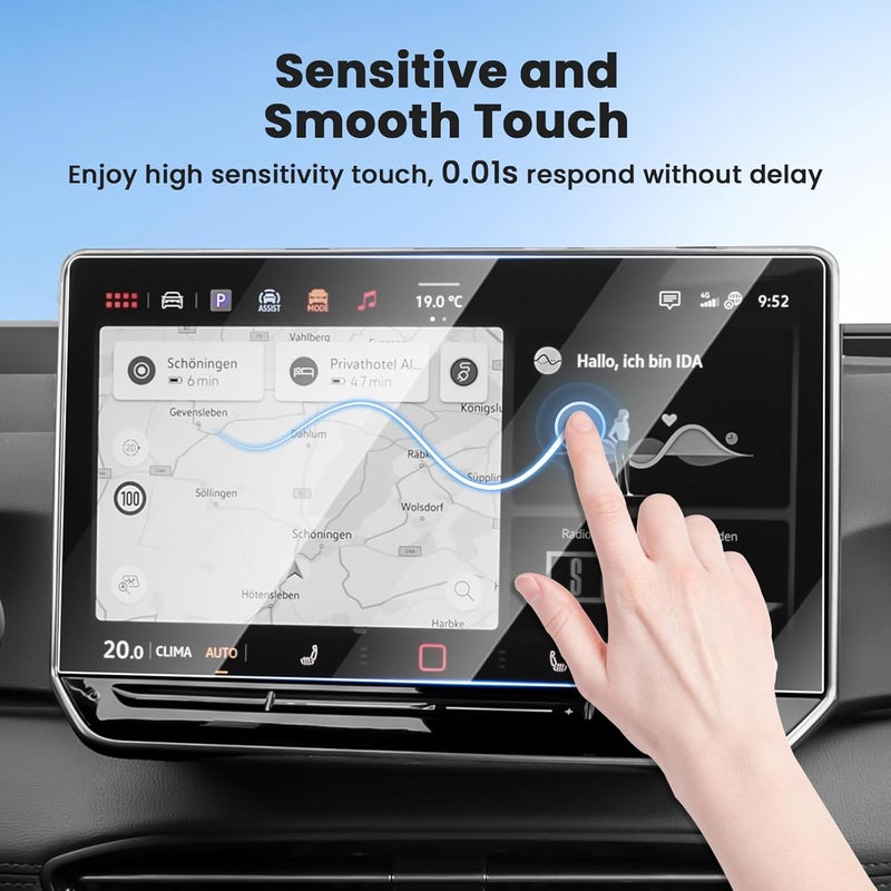 Canvcle حماية شاشة لسيارات فولكس فاجن 2024 2025 VW ID.3 ID.4 بحجم 12.9 بوصة لنظام الملاحة + 5.3 بوصة لشاشة لوحة القيادة، واقي شاشة زجاجي مقسى، غطاء واقي لشاشة نظام الملاحة، فيلم حماية - Image 5